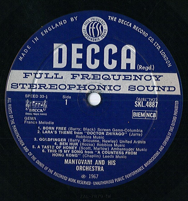 Mantovani : Hollywood (LP, Album, Lab)