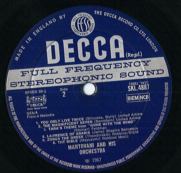 Mantovani : Hollywood (LP, Album, Lab)