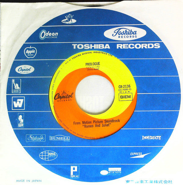 Nino Rota : ロミオとジュリエット = Romeo & Juliet (7", Single)