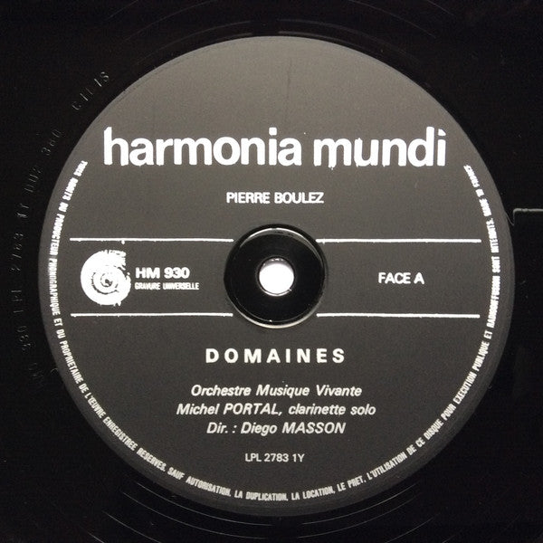 Pierre Boulez, Ensemble Musique Vivante - Diego Masson : Domaines (LP, RE)