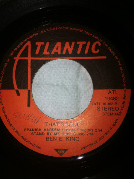 Ben E. King : Seven Letters / Spanish Harlem / Stand By Me (7", Single, Hol)