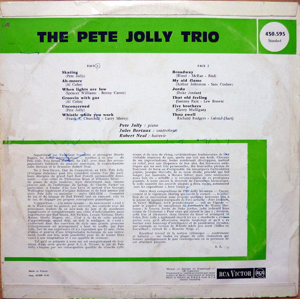 The Pete Jolly Trio : The Pete Jolly Trio (LP, Album)