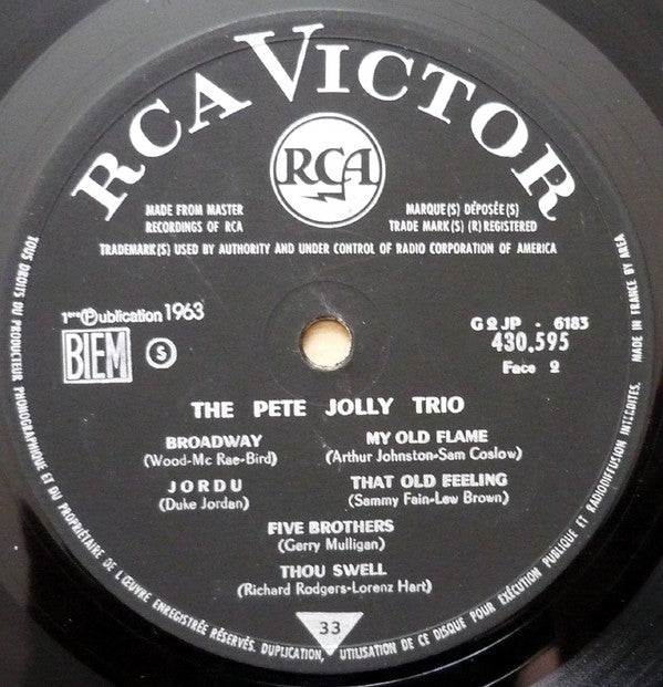 The Pete Jolly Trio : The Pete Jolly Trio (LP, Album)