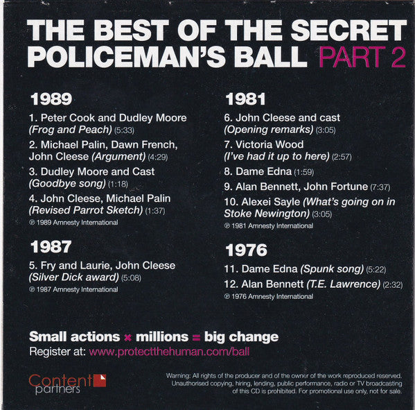 Various : The Best Of The Secret Policeman's Ball Part 2 / 1976 - 1989 (CD, Comp, Car)