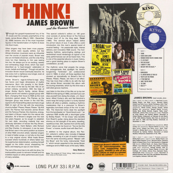 James Brown & The Famous Flames : Think! (LP, Ltd, RE, 180)