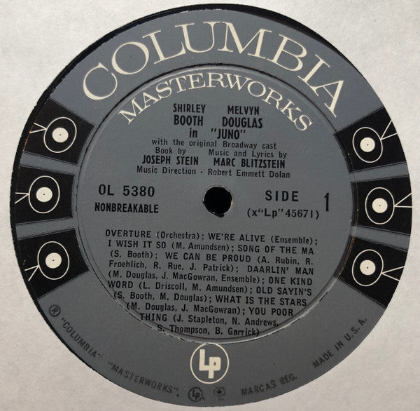 Marc Blitzstein - Shirley Booth, Melvyn Douglas : Juno (LP, Album, Mono)