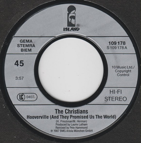 The Christians : Hooverville (And They Promised Us The World) (7", Single)