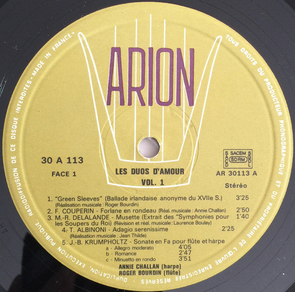 Roger Bourdin, Annie Challan : Les Duos D'amour (Vol.1) (LP, Album)