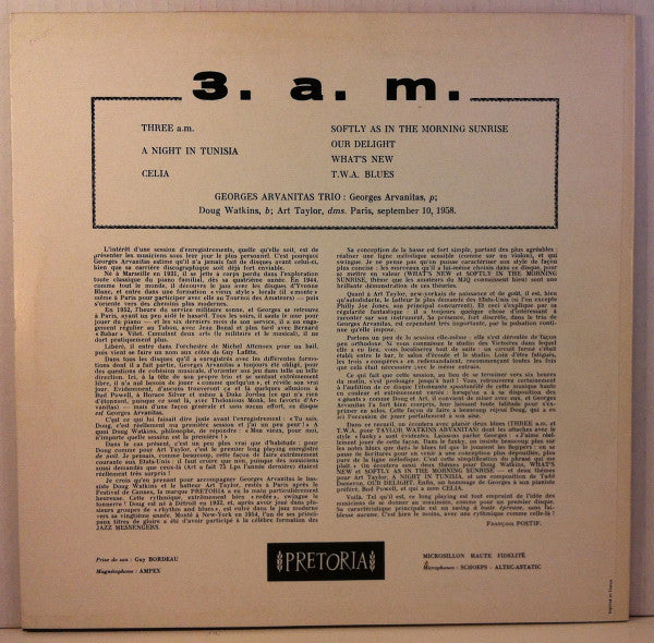 Georges Arvanitas Trio : 3 Am (LP, Album, RE)
