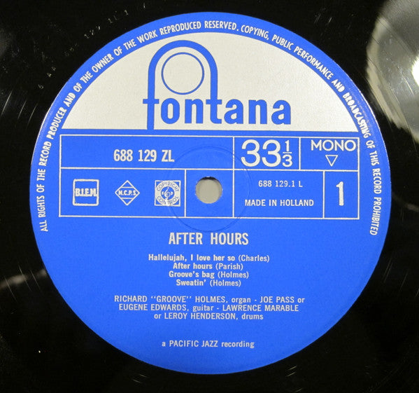 Richard "Groove" Holmes : After Hours (LP, Album, Mono)