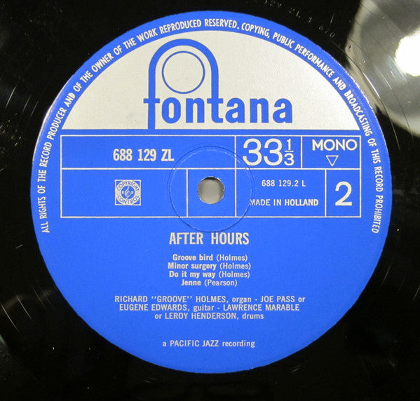 Richard "Groove" Holmes : After Hours (LP, Album, Mono)