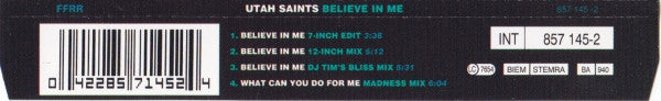 Utah Saints : Believe In Me (CD, Single, Ger)