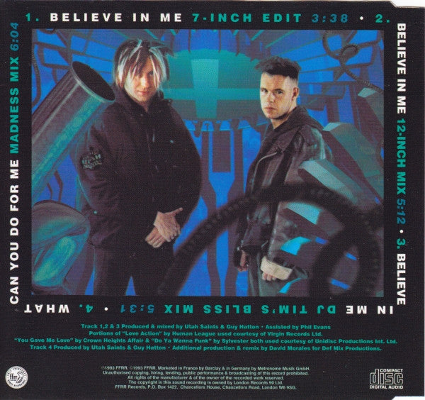 Utah Saints : Believe In Me (CD, Single, Ger)