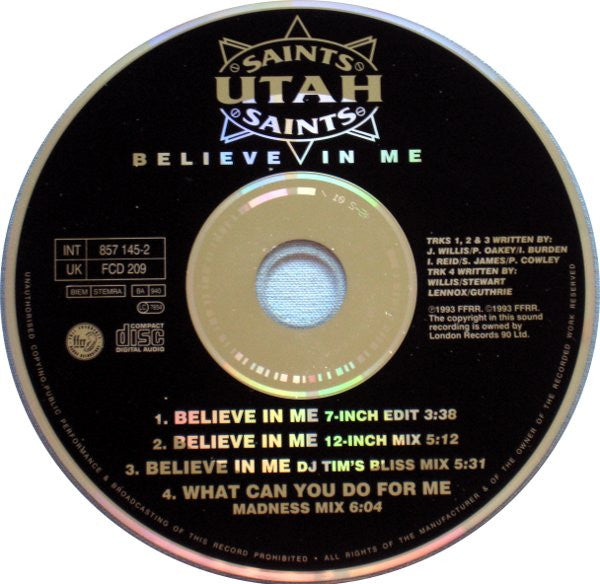 Utah Saints : Believe In Me (CD, Single, Ger)