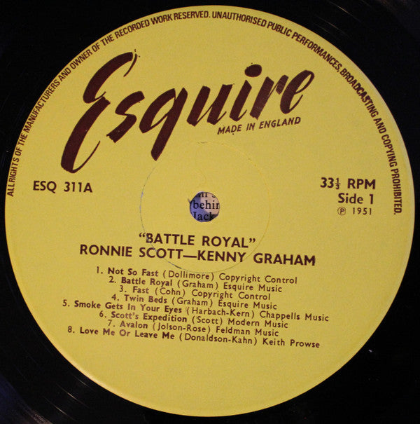 Ronnie Scott With Kenny Graham's Afro-Cubists : Ronnie Scott Studio Recordings, Vol. 2 - Battle Royal (LP, Comp, Mono)