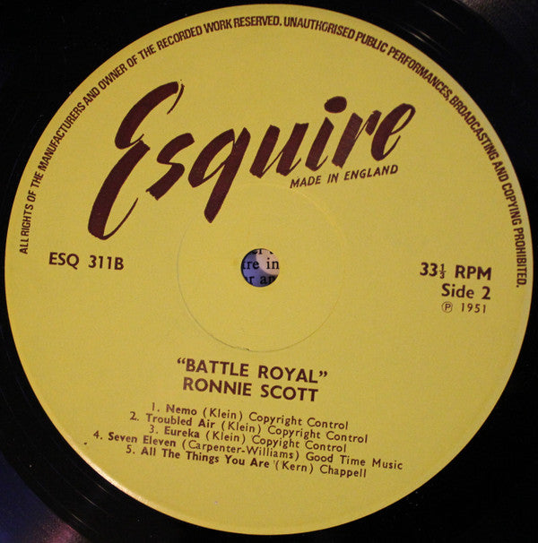 Ronnie Scott With Kenny Graham's Afro-Cubists : Ronnie Scott Studio Recordings, Vol. 2 - Battle Royal (LP, Comp, Mono)