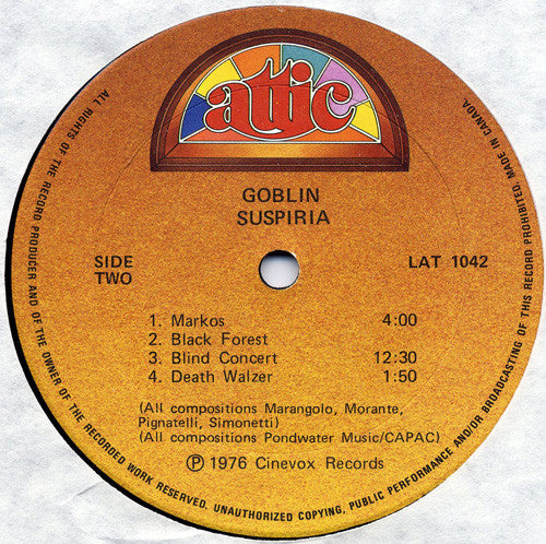 Goblin : Suspiria (Music From The Original Soundtrack Of The Film) (LP, Album)