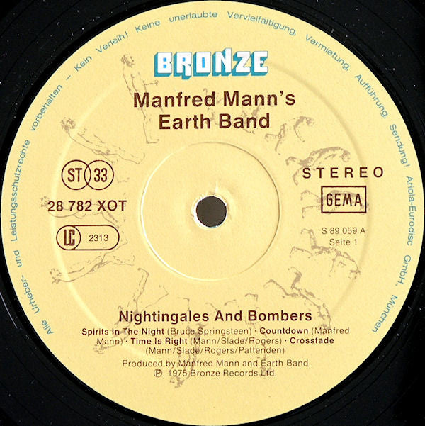 Manfred Mann's Earth Band : Nightingales & Bombers (LP, Album, RE)