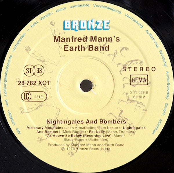 Manfred Mann's Earth Band : Nightingales & Bombers (LP, Album, RE)