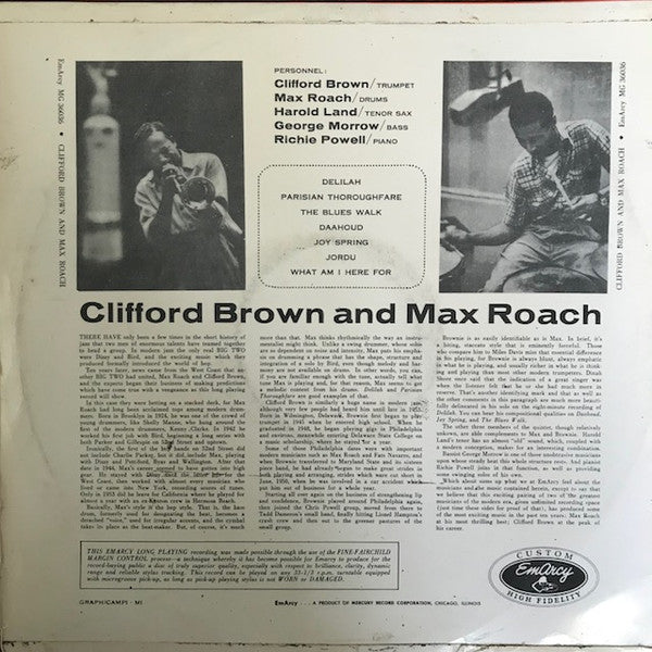 Clifford Brown And Max Roach : Clifford Brown And Max Roach (LP, Album, Mono)