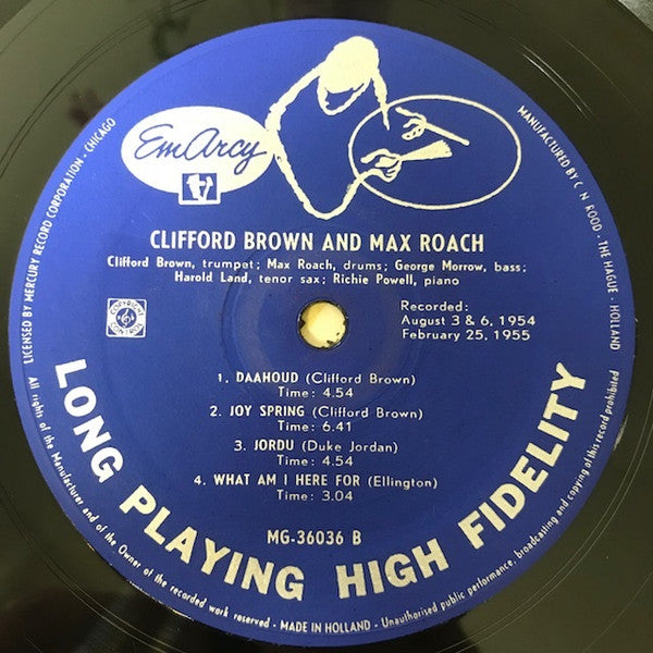 Clifford Brown And Max Roach : Clifford Brown And Max Roach (LP, Album, Mono)