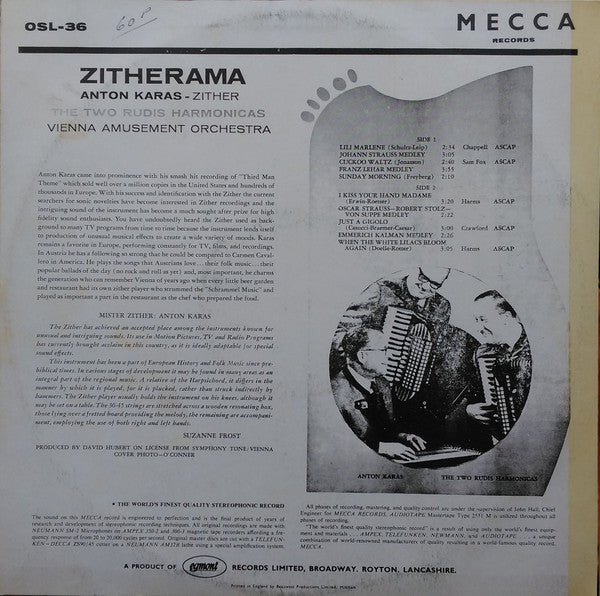Anton Karas , Zither Die 2 Rudis , Harmonicas Das Grosse Wiener Unterhaltungsorchester, Hans Hagen : Zitherama (LP)