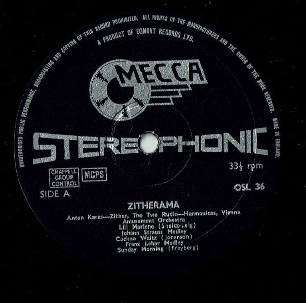 Anton Karas , Zither Die 2 Rudis , Harmonicas Das Grosse Wiener Unterhaltungsorchester, Hans Hagen : Zitherama (LP)