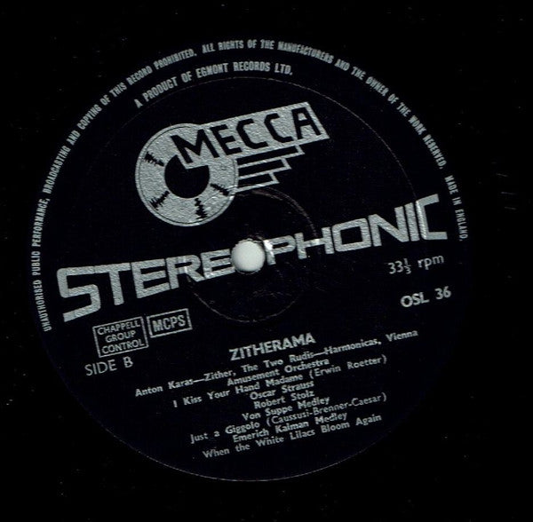 Anton Karas , Zither Die 2 Rudis , Harmonicas Das Grosse Wiener Unterhaltungsorchester, Hans Hagen : Zitherama (LP)