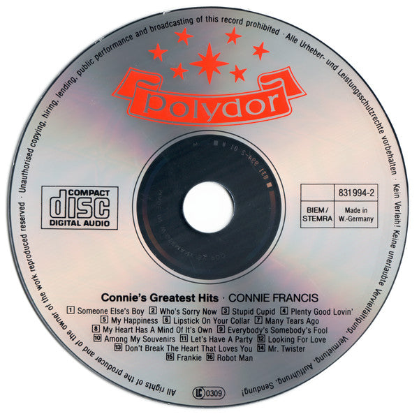 Connie Francis : Connie's Greatest Hits (CD, Comp)