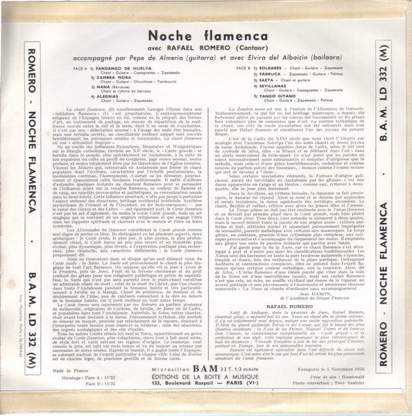 Rafael Romero, Pepe De Almeria, Elvira Del Albaicin : Noche Flamenca (10", Album, Mono)