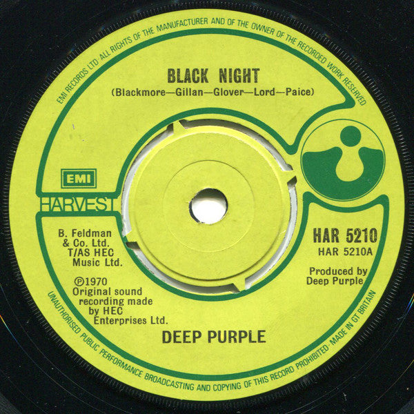 Deep Purple : Black Night (7", Single)