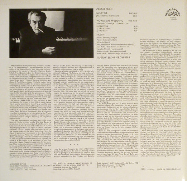 Alexej Fried - Gustav Brom Orchestra : Solstice / Moravian Wedding (LP, Album, RP)