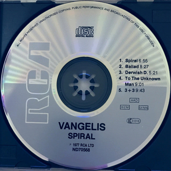 Vangelis : Spiral (CD, Album, RE, RP)