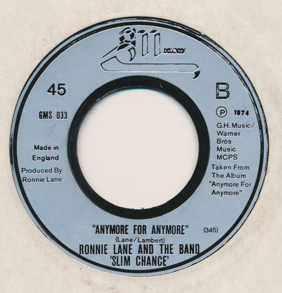 Ronnie Lane & Slim Chance : Roll On Babe (7", Single, Jukebox)