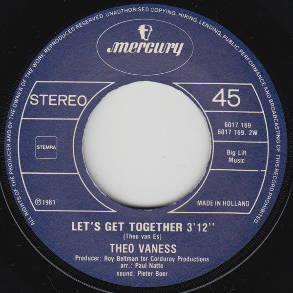 Theo Vaness : Darling / Let's Get Together (7", Single)