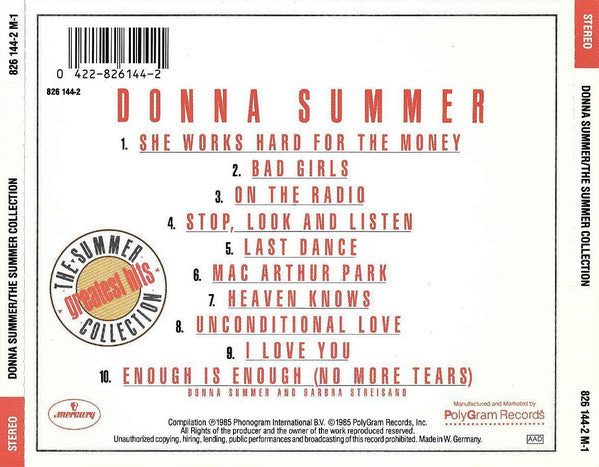 Donna Summer : The Summer Collection (Greatest Hits) (CD, Comp)