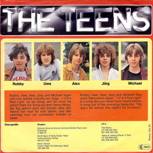 The Teens : 1-2-3-4 Red Light / Baby Blue (7", Single)