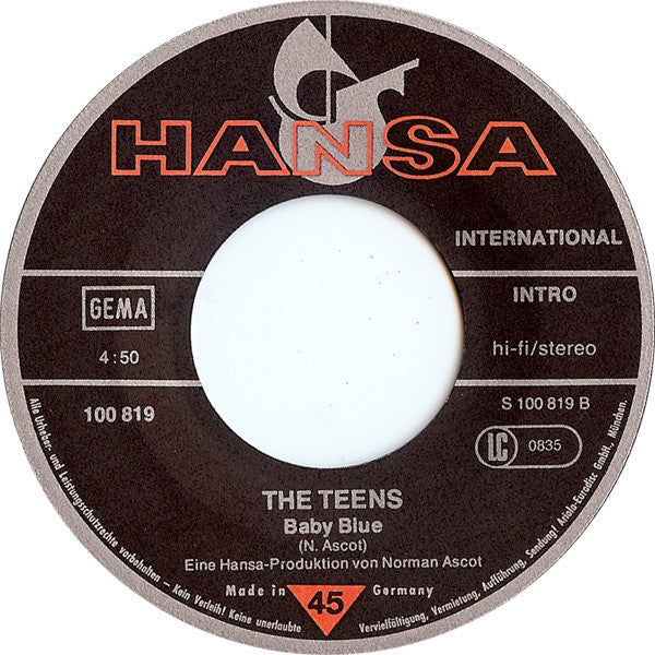 The Teens : 1-2-3-4 Red Light / Baby Blue (7", Single)