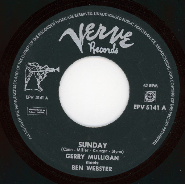 Gerry Mulligan, Ben Webster : Gerry Mulligan Meets Ben Webster (7", EP, Single)