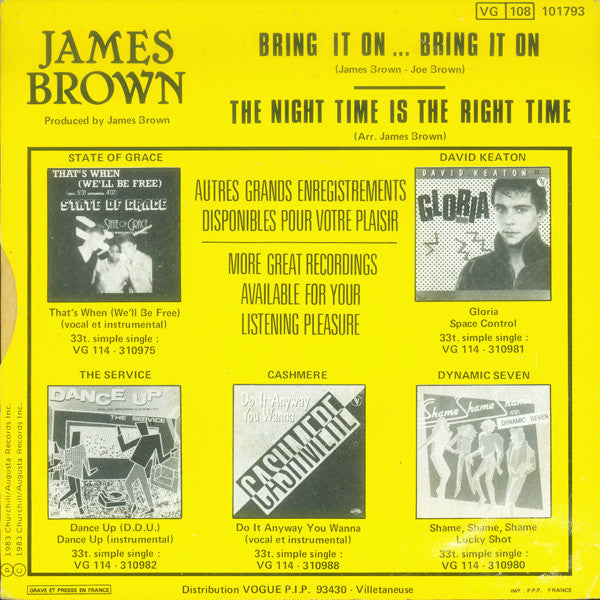 James Brown : Bring It On... Bring It On (7", Single)