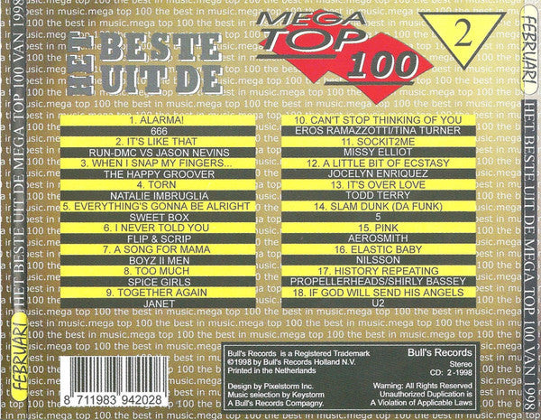 Various : Het Beste Uit De Enige Echte Mega Top 100 Van 1998 - 2 Februari (CD, Comp, Unofficial)