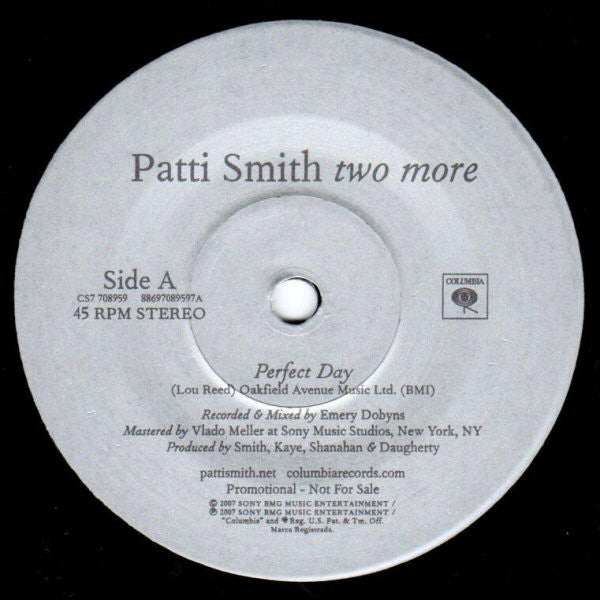 Patti Smith : Two More (7", Single, Promo)