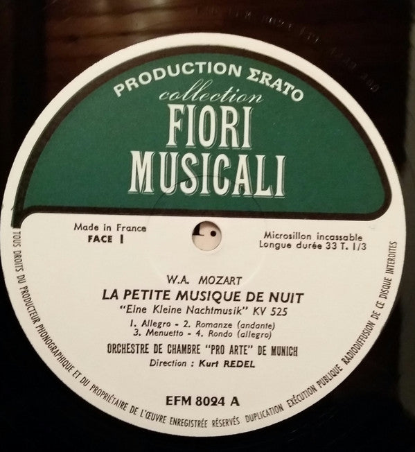 Wolfgang Amadeus Mozart - Orchestre Pro Arte De Munich / Dir. Kurt Redel : La Petite Musique De Nuit Et La Symphonie "Jupiter" (LP, Mono)