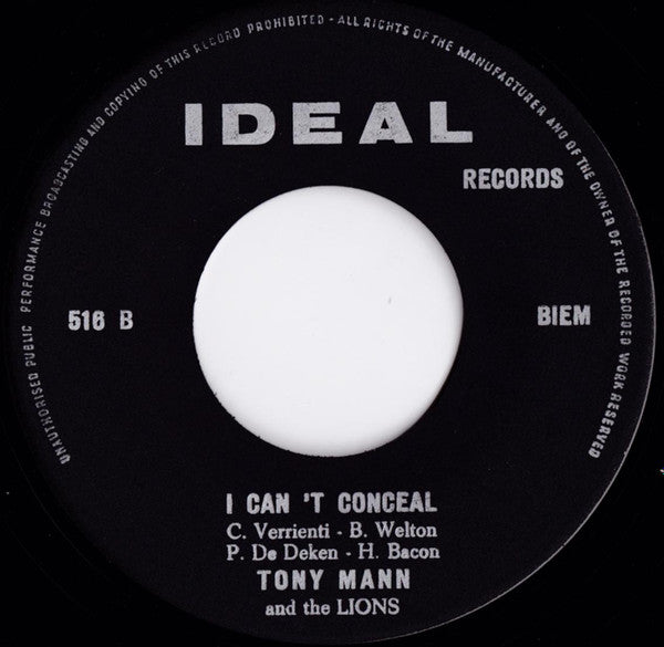 Tony Mann (9) And  The Lions (15) : The Only / I Can't Conceal (7", Single)