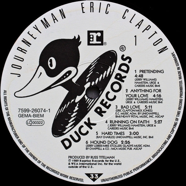 Eric Clapton : Journeyman (LP, Album, RE, 180)
