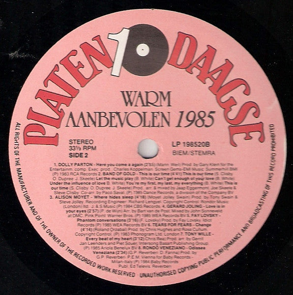 Various : Warm Aanbevolen 1985 (LP, Comp)