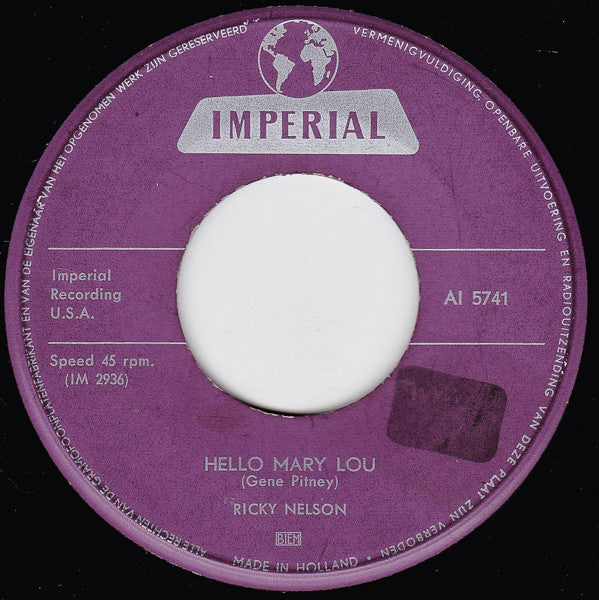 Ricky Nelson (2) : Travelin' Man / Hello Mary Lou (7", Single)