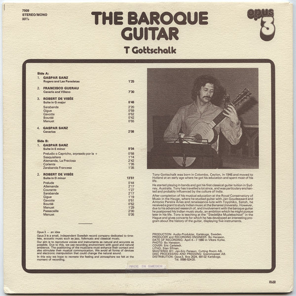 Tony Gottschalk : The Baroque Guitar (LP, Album)