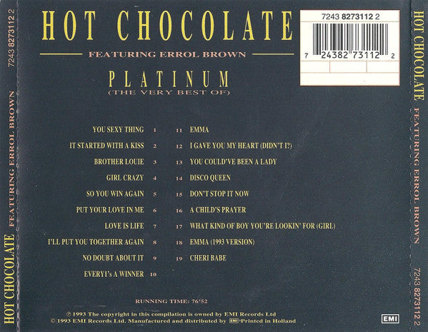 Hot Chocolate Featuring Errol Brown : Platinum (The Very Best Of) (CD, Comp)