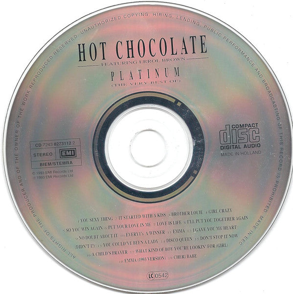 Hot Chocolate Featuring Errol Brown : Platinum (The Very Best Of) (CD, Comp)